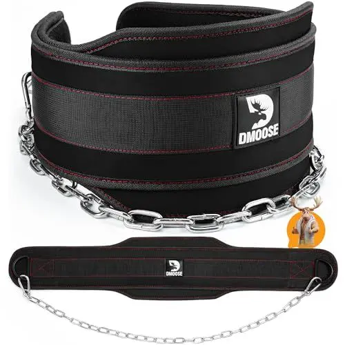 Produktbild: DMoose Dip Gürtel für Gewichtheben, Gewicht Gürtel mit Kette für Pullup, Gym Lifting Belt für Powerlifting, Squat, Bodybuilding, Heavy Duty Stahl, Workout Gürtel mit komfortablen