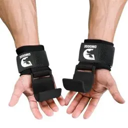 Produktbild: DMoose Fitness Gewichtheberhaken für Männer & Frauen (Paar) - 8 mm dicke Handgelenkpolster - Gewichthebergriffe für Powerlifting, Shrugs, Rows & Deadlift Support - Gym Lifting Straps mit Pull Up Hooks