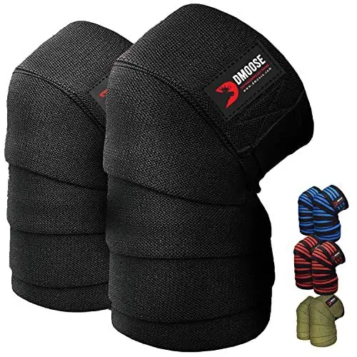 Produktbild: DMoose kniebandage Kraftsport - 198CM Länge Heavy Duty Kniebandage Bodybuilding - Lang Elastisch Knee Wraps Paar Mit Klettverschluss, Kreuzheben Bodybuilding Gewichtheben Kraftsport Powerlifting