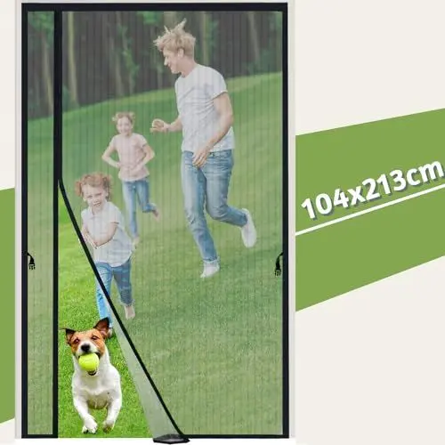 Produktbild: Dmore Magnet Fliegengitter Balkontür, reversible links rechts öffnende Insektenschutz Tür, 100x210 cm Fliegengitter ohne Bohren, ideal für Balkontüren Kellertür, und Terrassentüren