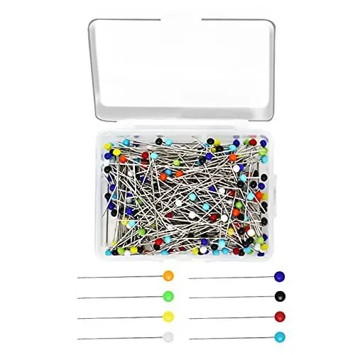 Produktbild: DN DENNOV 250 Stück Stecknadeln,<strong>Aktualisiert:</strong>  Bunte Stecknadeln mit Kopf, 38mm Edelstahl Glaskopfnadeln Glaskopfstecknadeln Hitzebeständige Feine Nadeln für Nähen, Quilten und Handwerk