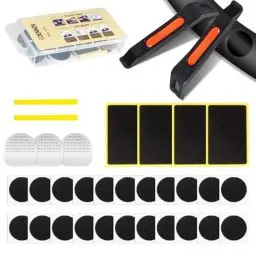 Produktbild: DN DENNOV 36 Stück Fahrrad Flickzeug Set, Fahrradreifen Reparaturset mit tragbarer Aufbewahrungsbox, Fahrradflickzeug Set Selbstklebend Flicken Leimlose Patches Reifen für Mountainbike/Rennradschlauch