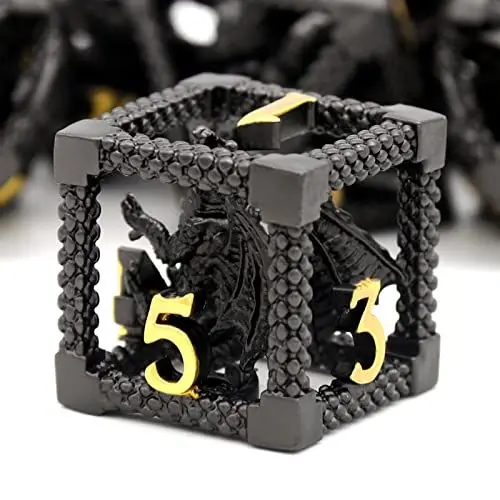 Produktbild: DND Würfel, Dungeons and Dragons Würfel Set HNCCESG Metall Spielwürfel Hohle 3D Drachen D&D Würfel Polyedrische Würfelset für Pathfinder MTG RPG DND Dice Set W20 W12 W10 W8 W6 W4 (3D-Schwarz)