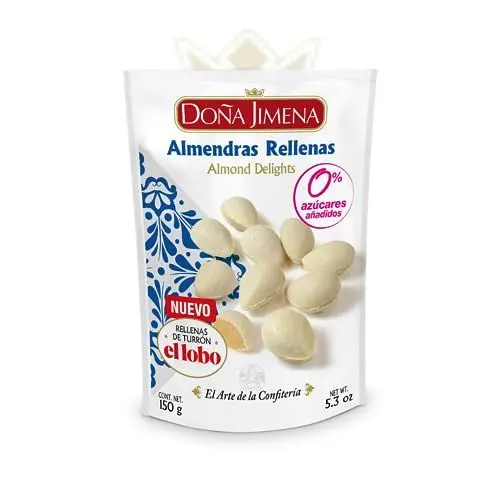 Produktbild: DOÑA JIMENA – Gefüllte Mandeln ohne Zucker, höchste Qualität, typische Weihnachtssüßigkeit, handwerklich hergestelltes Rezept, 150 g