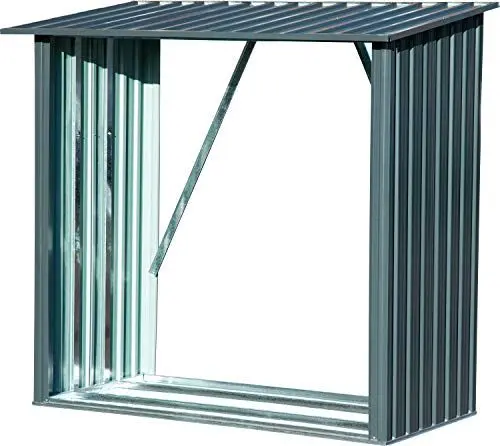 Produktbild: dobar® 29098e Großes Kaminholzregal | Brennholzregal Verzinktes Stahlblech | Kaminholzunterstand 1,5 m³ | Feuerholzregal mit Überdachung | Brennholzüberdachung | 163 x 83 x 154 cm | Grau