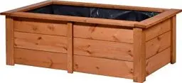 Produktbild: dobar® 29246FSCe Hochteich Kubus | Gartenteich aus robustem Massivholz | Miniteich 200 L für Garten/Terrasse/Balkon | Teich für den Garten inkl. Teichfolie | 120 x 72 x 42 cm | Braun