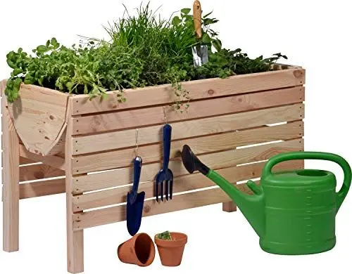 Produktbild: dobar® 58196e großes Hochbeet | Erhöhtes Gemüsebeet | Kräuterbeet aus Holz | Pflanzkasten für Balkon/Garten/Terrasse | Salatbeet für die Anzucht | 100 x 45 x 60 cm | Natur