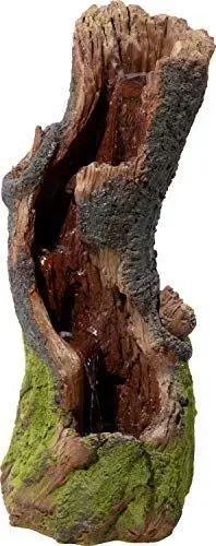 Produktbild: dobar® Großer Design Gartenbrunnen Naturgeist in Baumstamm-Optik - Outdoor-Terrassenbrunnen mit LED-Beleuchtung aus Polyresin - Wasserfall inkl. Netzkabel