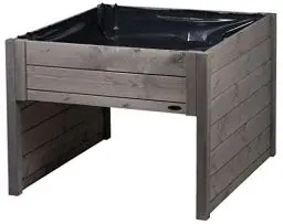 Produktbild: dobar® Große Mähroboter-Garage aus Holz mit Pflanzkasten inkl. Folie - Rasenmäher Garage - 79 x 73 x 56 cm - Anthrazit
