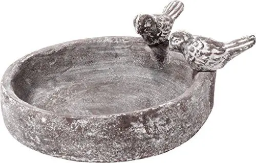 Produktbild: dobar® Klassische Vogeltränke Pool-Oase - Vogelbad aus Zement - Vogelbecken für Wildvögel - Wassertränke für Garten/Terrasse/Balkon - Ø 18 cm - Grau
