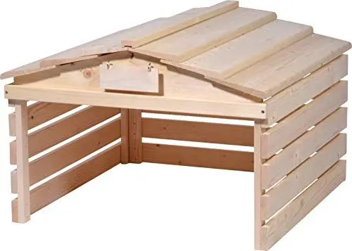 Produktbild: dobar® Mähroboter Garage aus Holz mit abnehmbarem Dach - Rasenroboter Unterstand mit individualisierbarem Schild - 78,5 x 74 x 52,5 cm - Natur