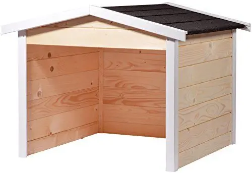 Produktbild: dobar® Mährobotergarage aus Holz als Bausatz - Rasenroboter Unterstand mit Bitumendach - 76 x 68 x 52 cm - Natur/Weiß
