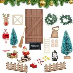 Produktbild: DOBWGXZ 30 Piece GNOME Door Set, Wichtel Zubehör Weihnachten, Wichtel Zubehör mit Weihnachtsmann und Schlitten, Weihnachtsdekoration, Kinderzimmer Dekoration für Weihnachten, DIY Geschenk für Kinder