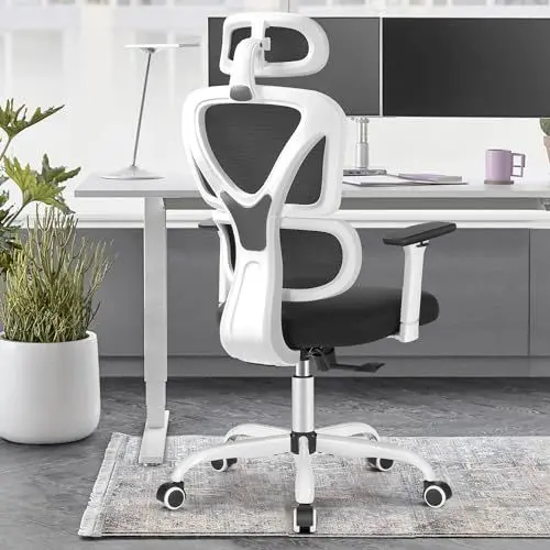 Produktbild: DoChair Bürostuhl Ergonomisch Schreibtischstuhl Drehstuhl mit Lordosenstütze, Verstellbarer Kopfstütze und 3D Armlehne, Einstellbare Höhe und Neigung(90°/110°/135°), Maximale Tragfähigkeit 150 kg