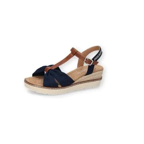 Produktbild: Dockers by Gerli Damen Keilsandalen, Frauen Sandalen,offene Schuhe,Strandschuhe,Keilsandaletten,Keilabsatz,Wedge-Heel,hoch,Navy,37 EU