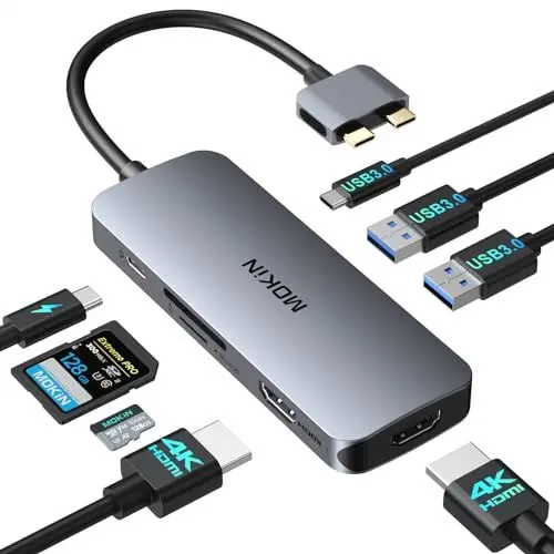 Produktbild: Docking Station für MacBook Pro/Air, Docking Station USB C Dual Monitor, Dual HDMI Adapter für Mac Dongle MacBook Hub mit 2 HDMI, USB3.0 A&C, SD/TF und 100W PD