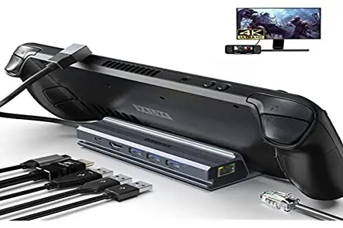 Produktbild: Docking Station für Steam Deck, 6 In 1 Steam Deck Dock mit HDMI 2.0 4K@60Hz, 3 USB 3.0, 100W PD Schnellladung, 1000M Ethernet, Aluminium USB-C Hub Dockingstation Kompatibel mit Valve Steam Deck