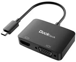 Produktbild: Dockteck USB C zu VGA HDMI 4K 60Hz Adapter Monitor Verbinder auf VGA HDMI, 2 in 1 Splitter Adapter mit 4K 60Hz HDMI und 1080P VGA, für MacBook Pro/Air M1, iPad Pro/Air/Mini 6, Dell Xps 13/15