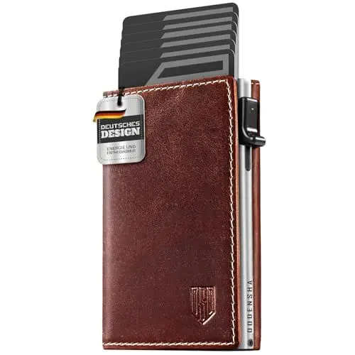 Produktbild: DODENSHA MagSnap Geldbörse Herren I Slim Wallet mit Münzfach I Wallets for Men für 10+ Karten I Magnetischer Verschluss portmonee Herren Slim I RFID Schutz I BraunSilber