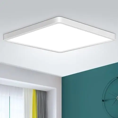 Produktbild: DODOPEN Deckenlampe Led Deckenleuchte Eckig 24W 5000K 2400LM Lampen Led Deckenbeleuchtung für Badezimmer Schlafzimmer Wohnzimmer Küche Bad Keller Balkon,Ultra Dünn Wohnzimmerleuchte Ø29*2.5cm