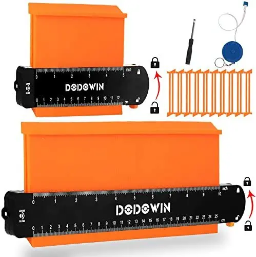 Produktbild: DODOWIN Konturenlehre Groß 2pcs, Konturenlehre Mit Feststeller, Laminat Schablone, Contour Gauge, Geburtstagsgeschenk für Männer Opa, Vatertagsgeschenk für Papa Geburtstag