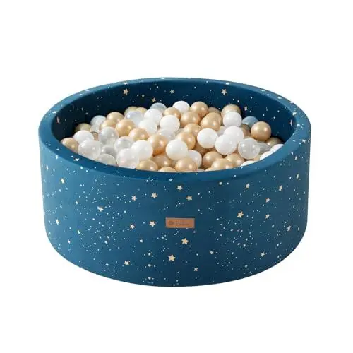 Produktbild: Dodozen Bällebad 100X40cm/200 Bälle ∅ 7Cm Bällepool Für Babys Kinder Rund,Superweicher Samt,Abnehmbar und waschbar,Nachthimmel:Weiß/Transparent/Gold