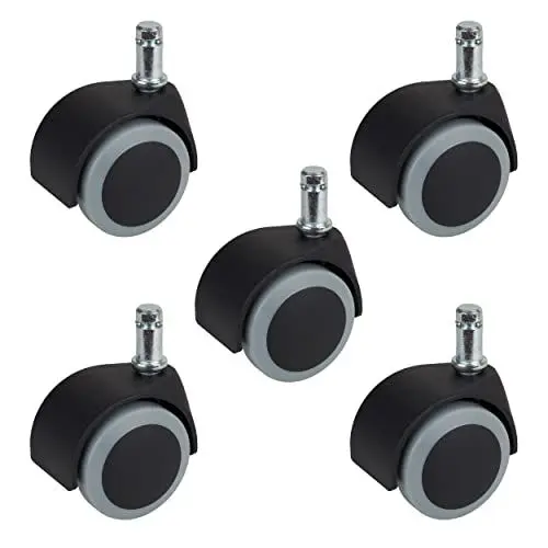 Produktbild: Dörner + Helmer 5 Stück Parkettdoppelrollen Drehstuhlrollen Bürostuhlrollen 50mm, spurfrei, Tragkraft 40kg