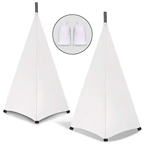 Produktbild: Dofilachy Lautsprecher Ständer，Tripod Cover Stativ Segel für Veranstaltung Effekt Licht Scheinwerfer，Dehnbar Cover für Lautsprecherstative mit kostenloser Reisetasche (Weiß 2 Stück)