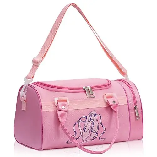 Produktbild: DoGeek Balletttasche Sporttasche Ballett Rucksack Tragegriffe Umhängetasche Sporttasche Tasche für Mädchen Fitness Sport Gymnastik Freizeit Tanztasche (Rosa1-Schuhs)