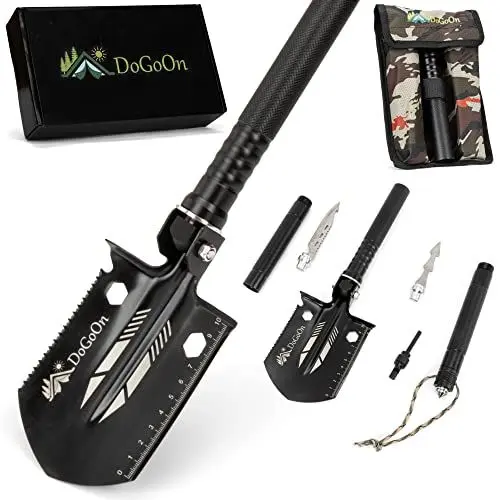 Produktbild: DOGOON Camping Klappspaten, Multifunktional Survival Klappschaufel, Robust Faltbare Spaten. Für Garten/Camping/Wandern/Schneeräumen. Feldspaten Tragbar und rostfreier klein kraftspaten