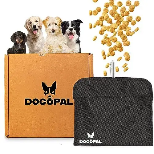 Produktbild: DOGOPAL Leckerlitasche für Hunde ideal für Gassi & Hundetraining - Einhand Futterbeutel mit Metallclip - Leckerlibeutel wasserdicht & kompakt - Gassi Tasche & Beutel Hund (mittel, schwarz)