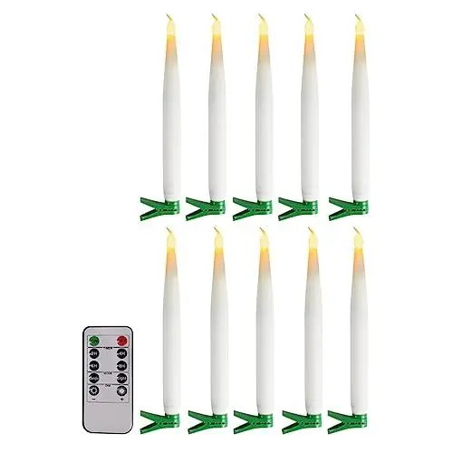 Produktbild: DOITOOL 10st Weihnachten Led-elektronik Pole Clip Kerzenlichter Geführte Hochzeitskerze Flammenlose Spitzkerzen Elektronische Flammenlose Kerze Hochzeitsdeko Blinkt Kerzenleuchter Pp Weiß
