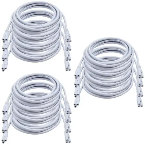 Produktbild: DOITOOL 12 Stk Drei-loch-plug-in Led-lichtröhre Led-röhre Stromkabel Netzkabel Für Lichtröhren Geführtes Schlauchkabel Deckenleuchte Silikonkautschuk Weiß Verlängerungskabel Doppelkopf T5