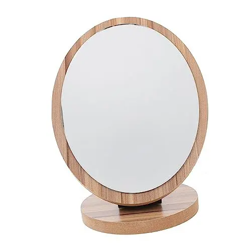 Produktbild: DOITOOL Tragbarer Reisespiegel Kleiner Schminkspiegel Aus Holz Schreibtischspiegel Klappspiegel Eleganter Kosmetikspiegel Aus Holz für Den Täglichen Gebrauch