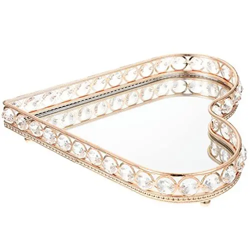 Produktbild: DOITOOL 1stk Herz Tablett & Organisatoren Bridal- Schmuckset- Tablett Herz-schmuckplatte Schmuck-Organizer-Fach Herzförmiges Dekor Herzförmiges Glas Halteplatte Spiegel Lagerung Braut