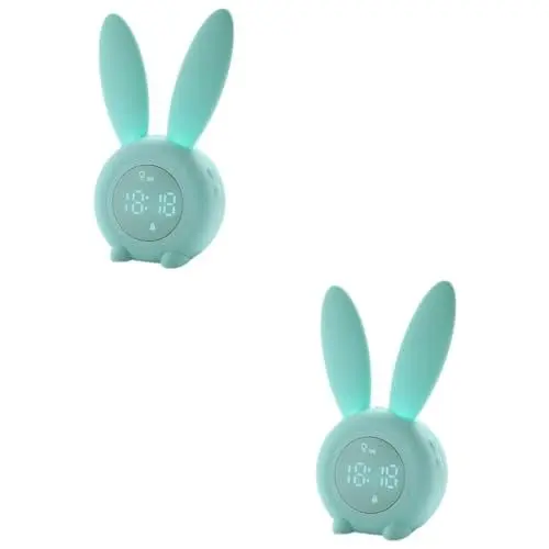 Produktbild: DOITOOL 2St Bettlicht kindernachtlichtlicht nachtlampe kinder power save grün stiller Wecker LED-Nachtlicht Dekor leuchtender Wecker LED Lampen Aufladen Uhr Silikonlampe schmücken Student