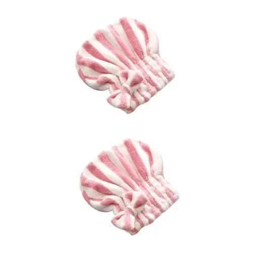 Produktbild: DOITOOL 2stücke Haartrocknungskapuze Mit Streifen Und Schleifen Schnelltrocknender Wasserabsorption Für Bad Make-up Und Gesichtsreinigung