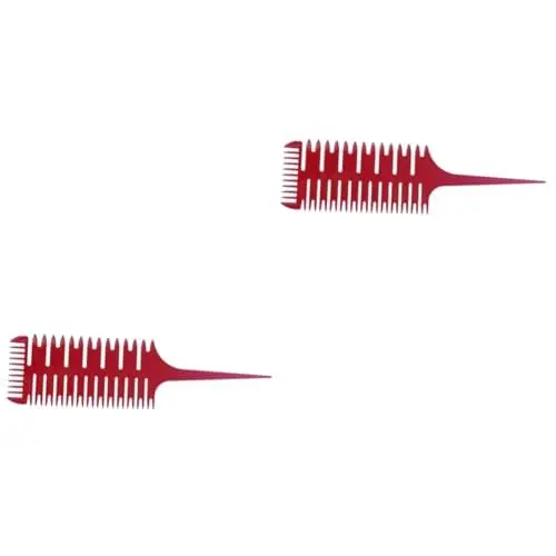 Produktbild: DOITOOL 2 Stück 3 Kompaktes Design Fischform Rippen Kamm Haarbürste Zum Färben Einfach Zu Verwenden Für Frauen Mädchen Rot