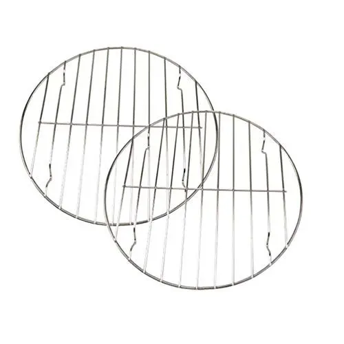 Produktbild: DOITOOL 2 Stück Edelstahl-Backgitter Metall rund Grillroste Kühlroste Heavy Duty Rostfrei Trockenroste für Bräter BBQ Ofen fest 22 cm