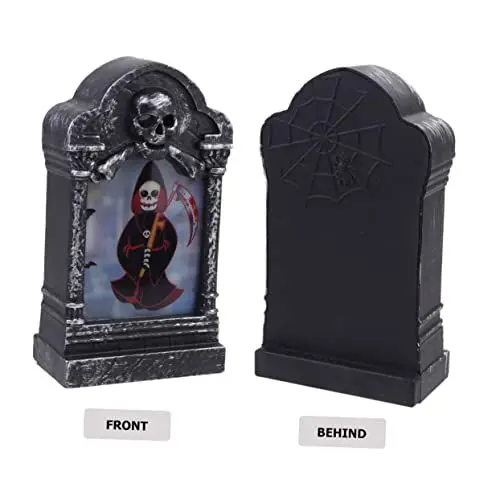 Produktbild: DOITOOL 2st Beleuchtete Grabsteine Halloween-laternen Halloween-geisterhauslicht Skelett-kerzenlichter Grabstein Licht Grabsteinlaterne Halloween-nachtlicht Kürbiskerze 3d Led Batterie