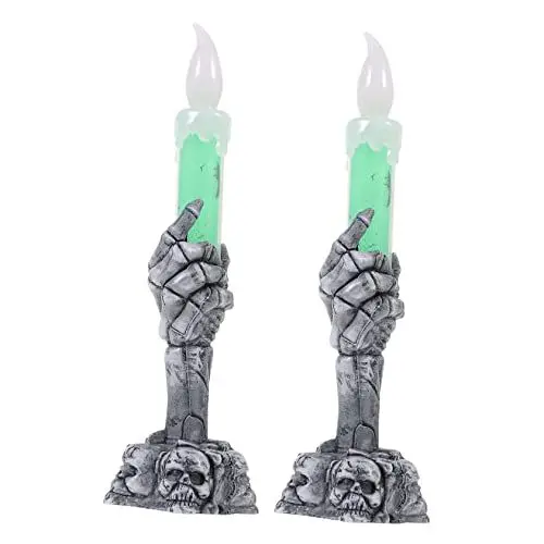 Produktbild: DOITOOL 2pcs Skelett Hand Elektrische Kerzen Halloween Schädel Party Dekoration