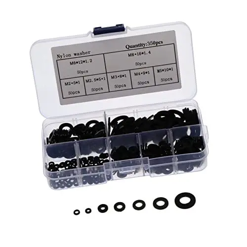 Produktbild: DOITOOL 350stücke Ring-nylon-abstandshalter Ring-nylon-unterlegscheibe Teile Flache Washer Sortiment Kit Dicht Scheiben Dichtung