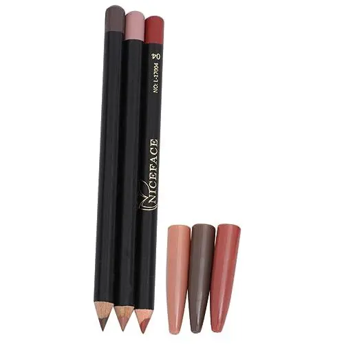 Produktbild: DOITOOL 3er Set Wasserfester Lippenkonturenstift Präziser Lip Liner Für Formgebung Nicht Auslaufend Langanhaltend Verschiedene Farben 9# 4# 1#