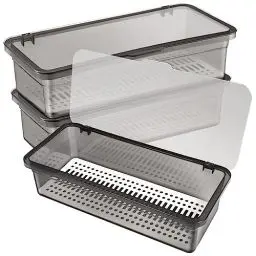 Produktbild: DOITOOL 3-Teiliges Besteckkasten Mit Deckel, Besteckkasten für Schubladen aus Kunststoff Küche Utensilien Besteckschubladen Organizer Mit Deckel für Besteck Aufbewahrung
