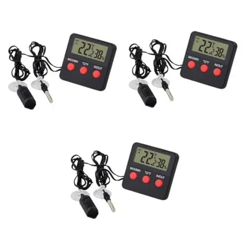 Produktbild: DOITOOL 3 Sätze Feuchtigkeit Reptilienthermometer Innenthermometer Mini Aquarium Gewächshaus digitales Thermometer Hygrometer raumthermometer innen Eidechsen-Thermometer Tier Glaskasten