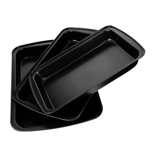 Produktbild: DOITOOL Pizza Teller 3st Kuchen-pizza-pfanne Pizzapfanne Für Den Haushalt Kümmel-backformen Bäckerei Pizzapfanne Pizzapfannen Rechteckige Backform Backblech Für Die Küche Kohlenstoffstahl Black