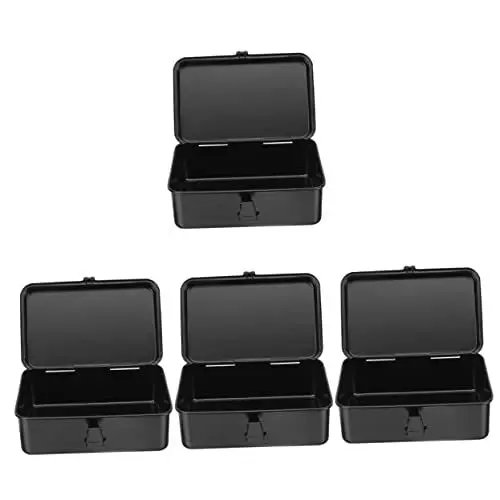 Produktbild: DOITOOL 4-Teilige Box Kleine Werkzeugkiste Autos Werkzeug-Organizer Boxen Werkzeugkasten Kleinteile-Organizer Blech-Werkzeugkasten Haushaltsverbesserung Mini-Kleiner