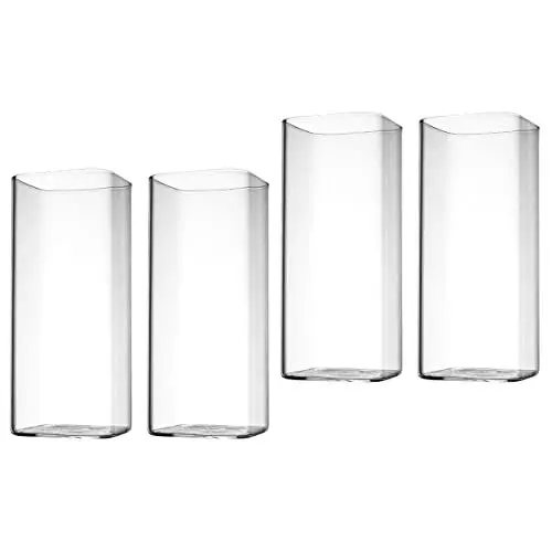 Produktbild: DOITOOL 4 Stück 13 Oz Klare Trinkgläser Dünne Quadratische Kristall-Highball-Gläser Im 4Er-Set Elegante Bargläser Für Wasser Saft Bier Getränke Sowie Cocktails Und Mixgetränke