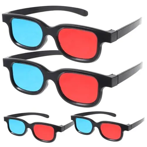 Produktbild: DOITOOL 3D-Brille Für Erwachsene 4 Stück Universelle 3D-Brille Rote Linsen Zum Ansehen Von Spielen