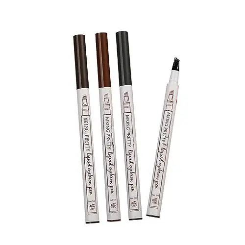 Produktbild: DOITOOL 4stücke Wasserfester Flüssiger Augenbrauenstift Mit Vierzahn-design Langanhaltender Augenbrauenstift Für Natürliche Definierte Brauen Schwarz Kastanienbraun Braun Dunkelgrau